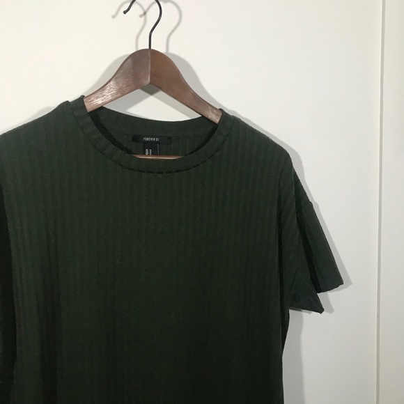 Forever 21 Army Green Ribbed T-Shirt Dress - Picture 3 of 6